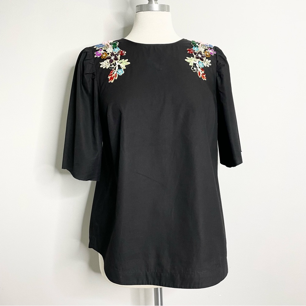 H&M Short Sleeve Cotton Blouse with Rhinestones